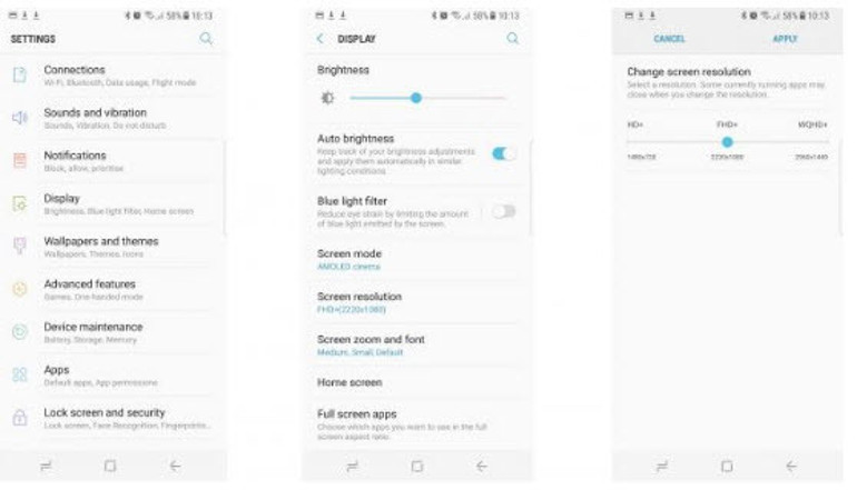 Galaxy S8 ve Galaxy S7nin ekran çözünürlüğünü değiştirin