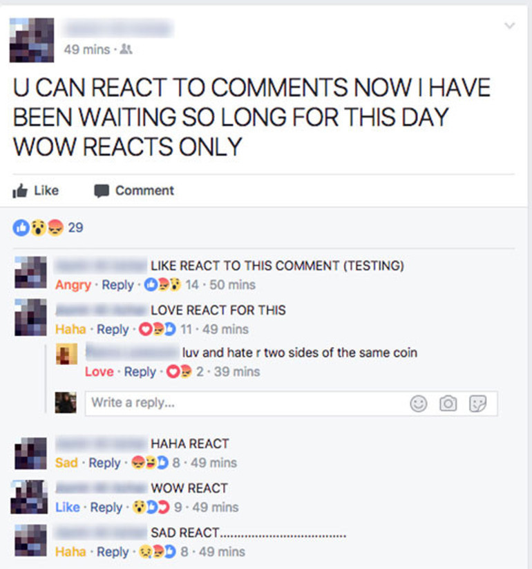 Facebook emojileri yorumlara geliyor