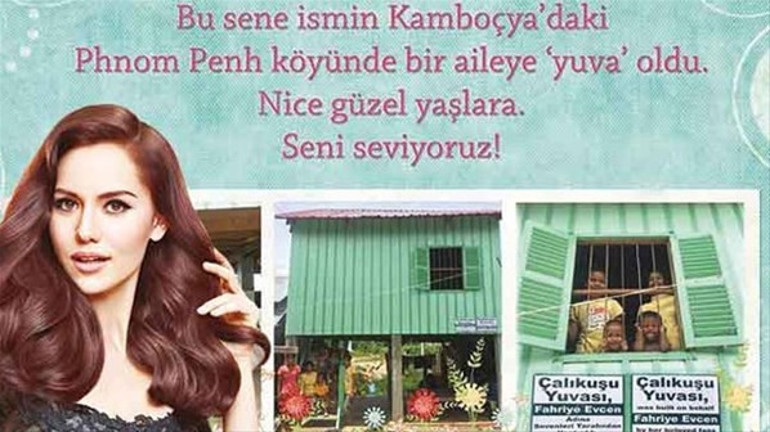 Fahriye Evcenin adına Kamboçyada yuva yapıldı