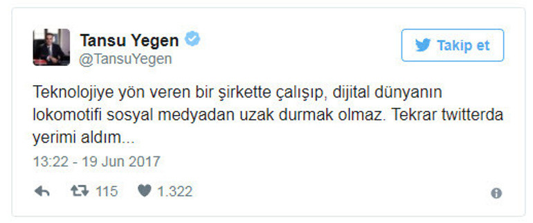 Samsung Türkiye Başkan Yardımcısı Tansu Yeğen Twittera geri döndü