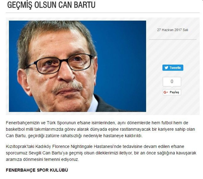 Efsane futbolcu Can Bartudan iyi haber geldi