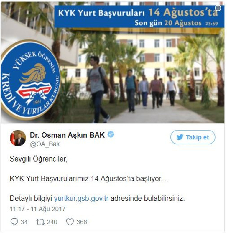 KYK 2017-2018 yurt başvurusu nasıl yapılır Yurt başvuru sayfası