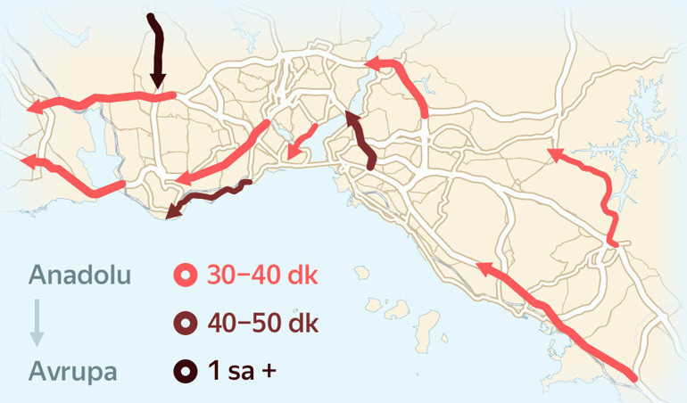 Yandex Navigasyondan İstanbulun bayram trafiği haritası