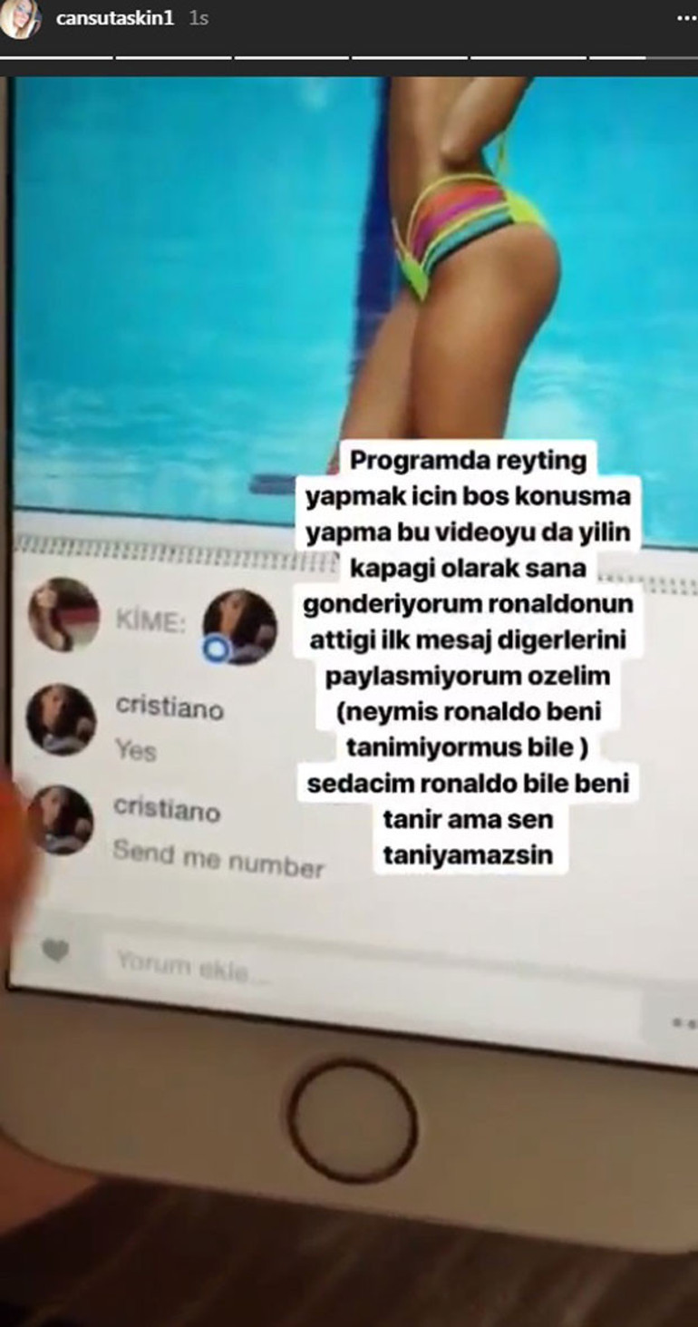Ronaldonun özel mesajlarını gösterdi...Cansu Taşkını çıldırtan yorum