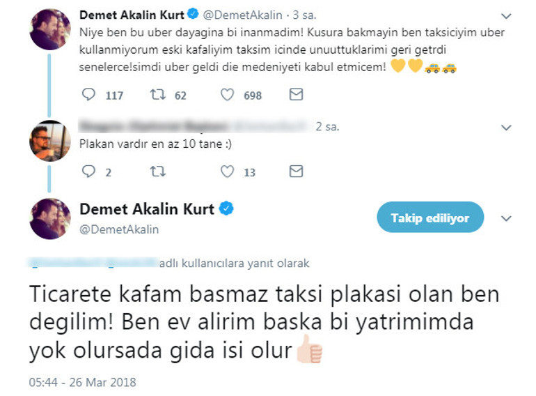 Uber - sarı taksi tartışmasında Demet Akalın tarafını seçti
