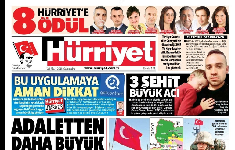 TGC’den Hürriyet’e sekiz ödül