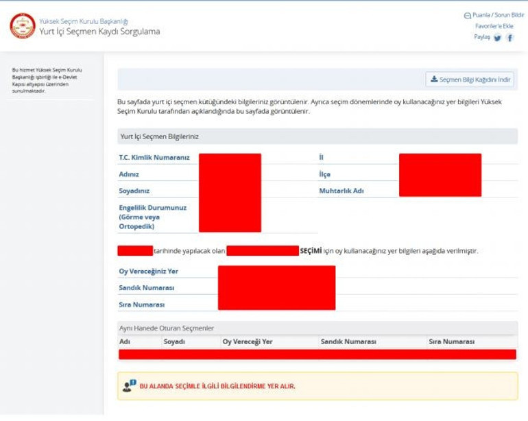 YSK.gov.tr seçmen sandık sorgulama ekranı Hangi sandıkta oy kullanacağım