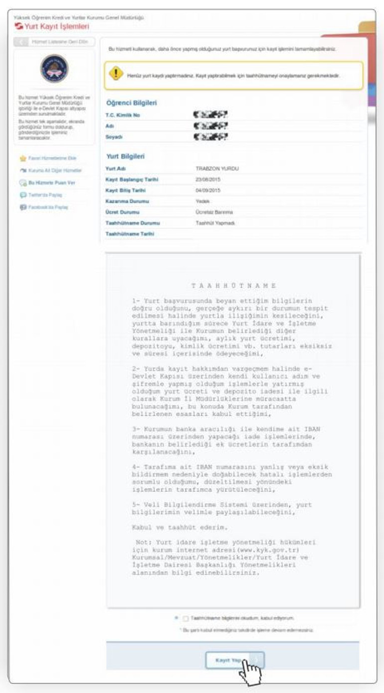 KYK yurt yedek sonuçları ne zaman açıklanır  Taahhütname onayı nasıl yapılır