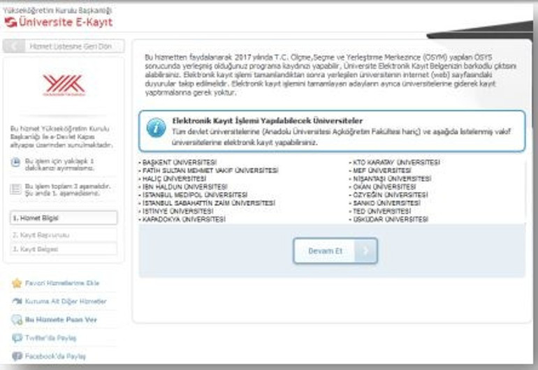 İnternet üzerinden E Kayıt ile üniversite kayıtları tamamlanıyor
