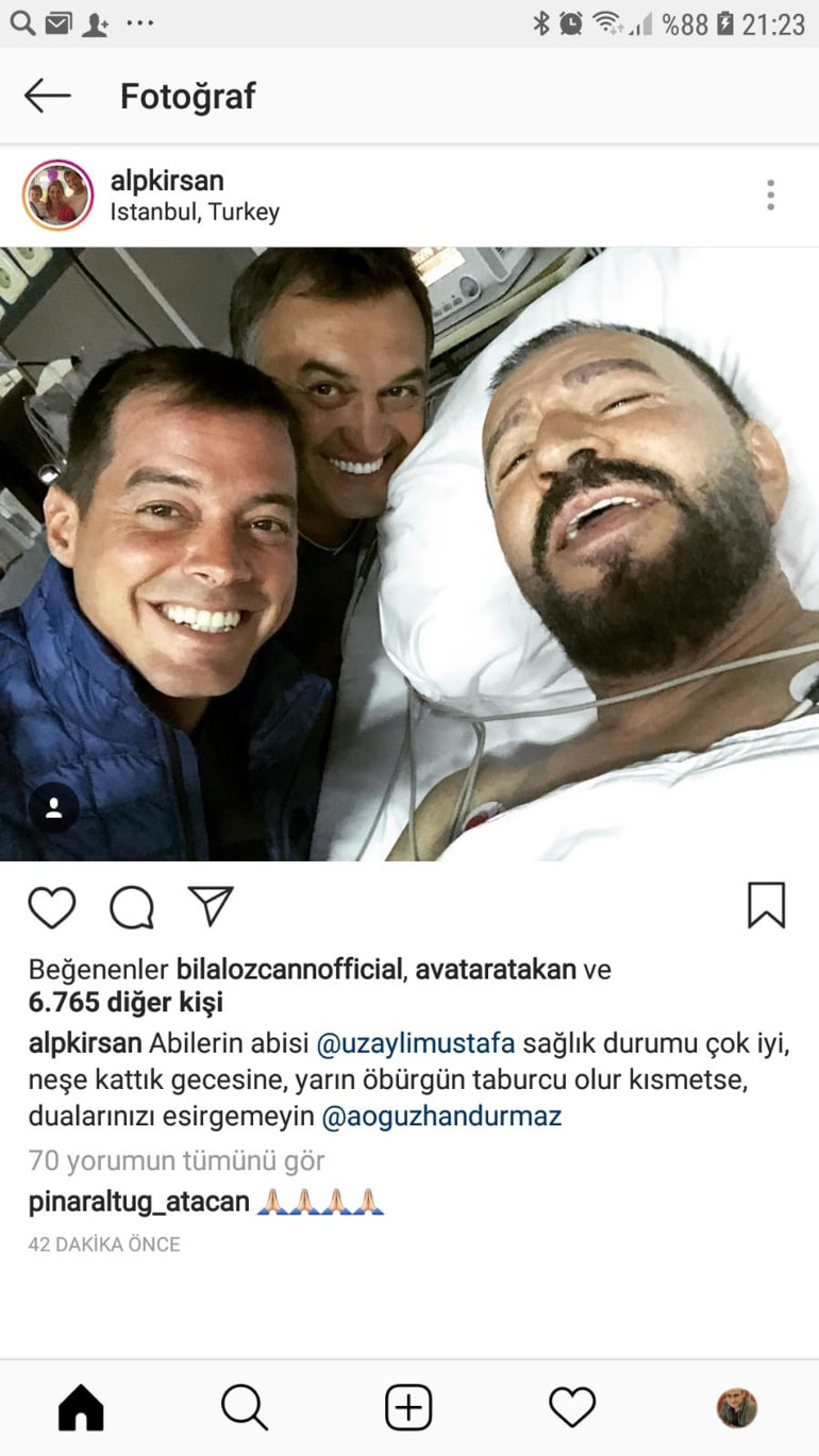 Kalp krizi geçiren Mustafa Topaloğlundan ilk fotoğraf