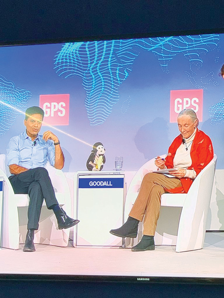 Erkek politikacı erkek maymunu taklit ediyor