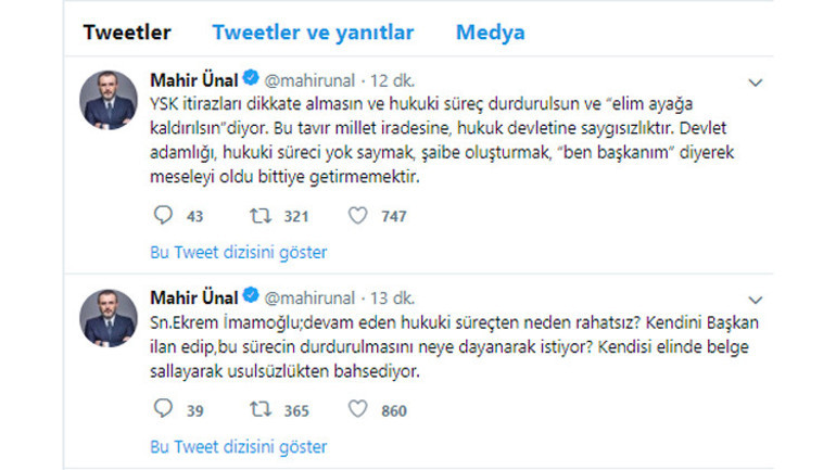 AK Partiden İmamoğluna tepki: Devam eden hukuki süreçten neden rahatsız