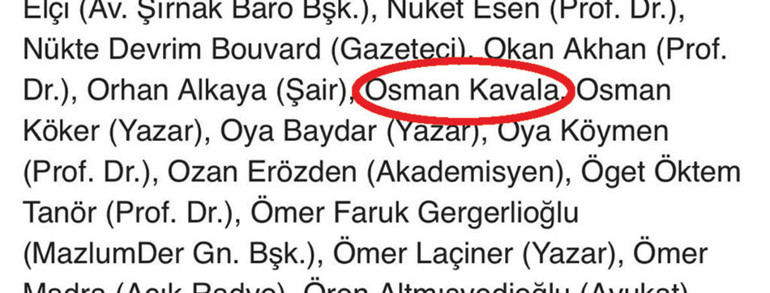 Osman Kavalanın adını bakın nerede gördüm