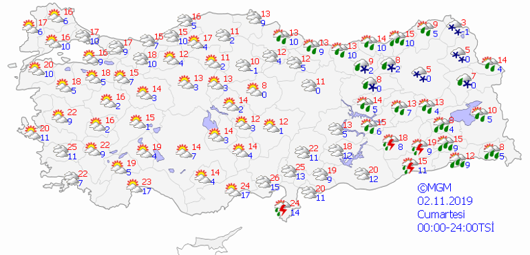 Meteorolojiden hafta sonu için yağmur uyarısı... 2 3 Kasım Türkiye geneli il il hava durumu tahminleri