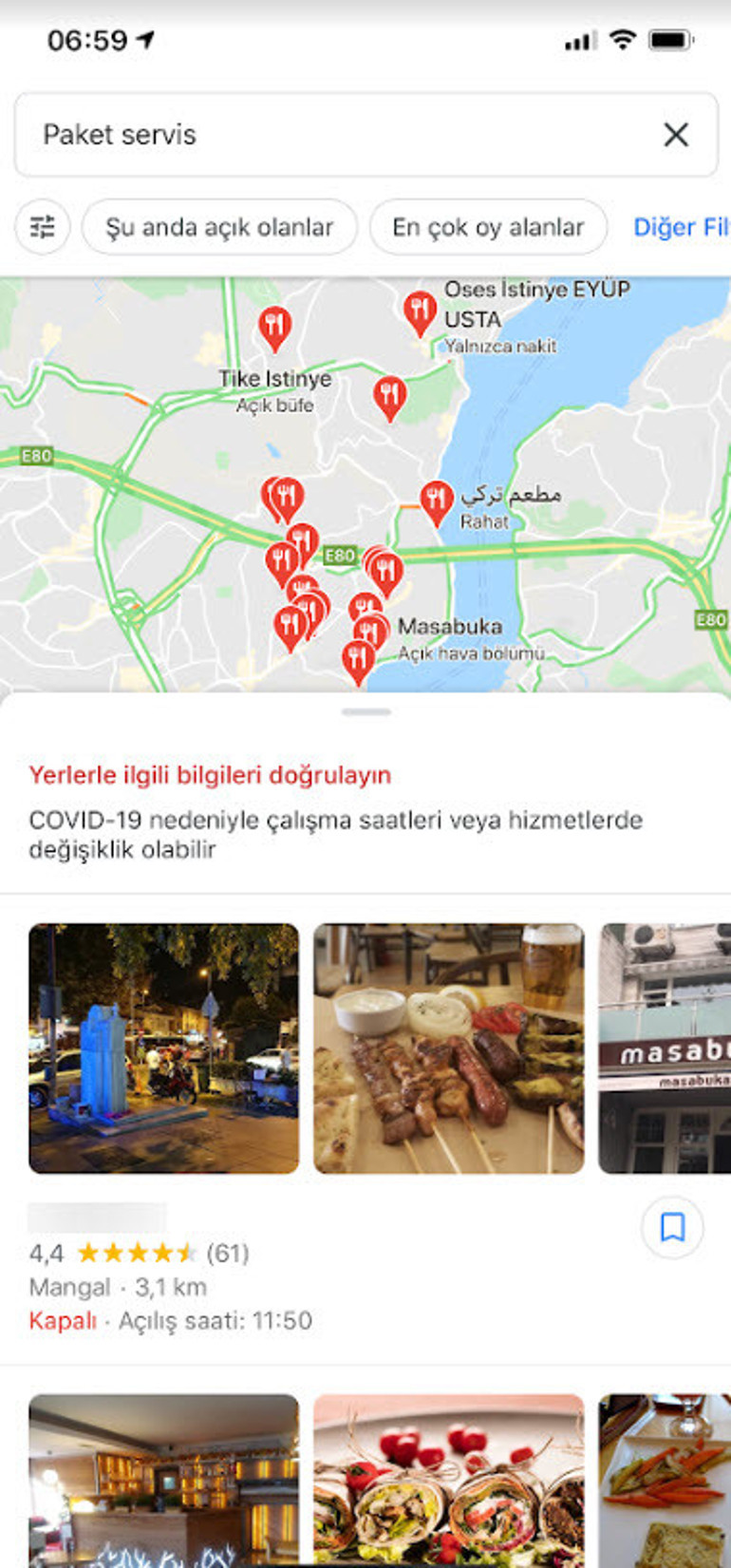 Google Haritalar şimdi de teslimat yapan restoranları gösteriyor