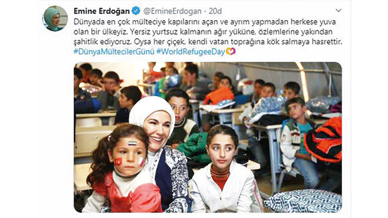 Emine Erdoğandan Dünya Mülteciler Günü mesajı: ‘İnsanlık hoşgörülü olmalı’