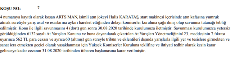 Son Dakika | Bindiği ata yumruk atan Halis Karataşın cezası belli oldu