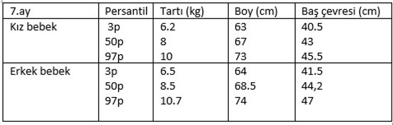 7 aylık bebek gelişimi - 7 aylık bebeğin boyu, kilosu, beslenmesi, uykusu ve gelişim tablosu