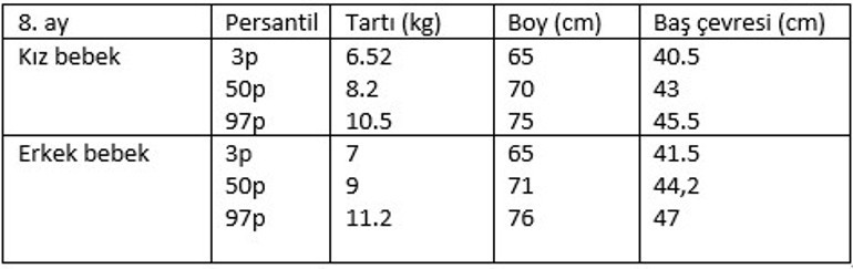 8 aylık bebek gelişimi - 8 aylık bebeğin boyu, kilosu, beslenmesi, uykusu ve gelişim tablosu