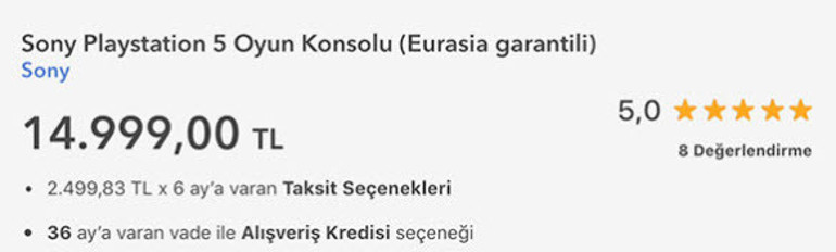 PlayStation 5 fiyatları 15 bin TLye ulaştı