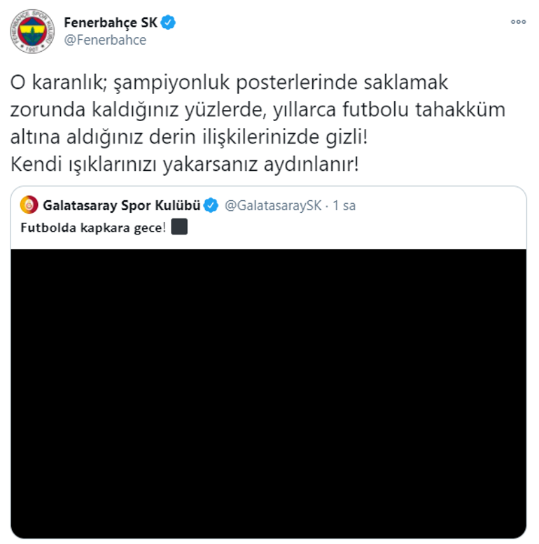 Galatasarayın dikkat çeken paylaşımına Fenerbahçeden yanıt