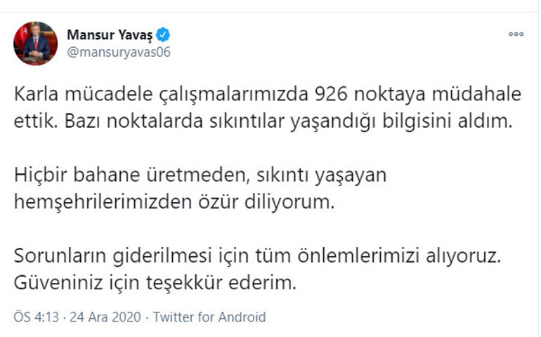 Ankara’nın karla mücadelesi