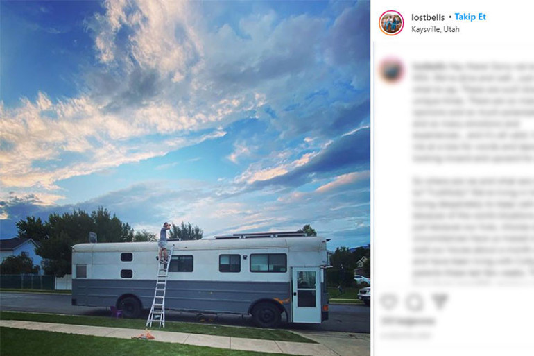 Okul servisinde yaşıyorlar... Çatı katı olan 23 metrekarelik yürüyen bir ev...