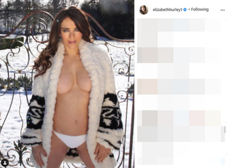 Elizabeth Hurleyin üstsüz pozuna sert eleştiri: Sen önce üstüne bir şey giy
