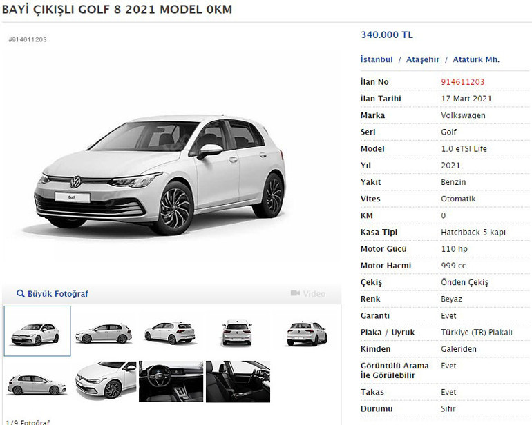 Fırsatçılar Golf stokladı 49 bin 500 lira farkla satıyorlar