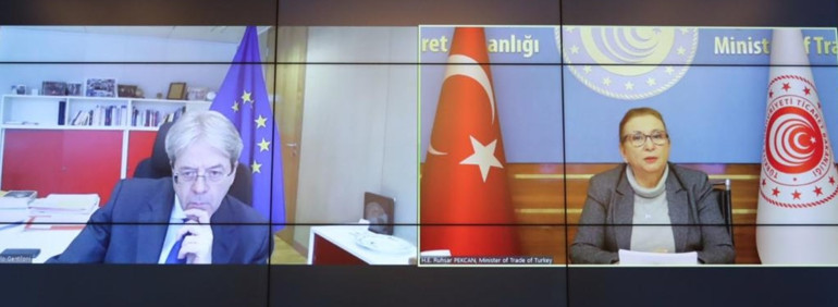 Ticaret Bakanı Pekcan, AB Ekonomi Komiseri Gentiloni ile görüştü