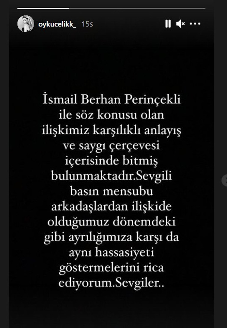 Evleneceklerini açıklamışlardı... Öykü Çelik ile İsmail Berhan Perinçekli ayrıldı