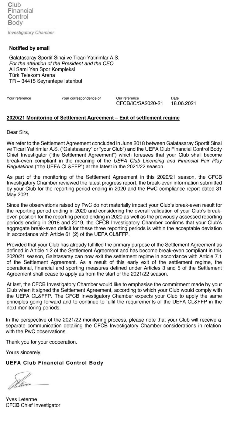 Son dakika: Mustafa Cengiz açıkladı Galatasaraya Finansal Fair Play (FFP) müjdesi