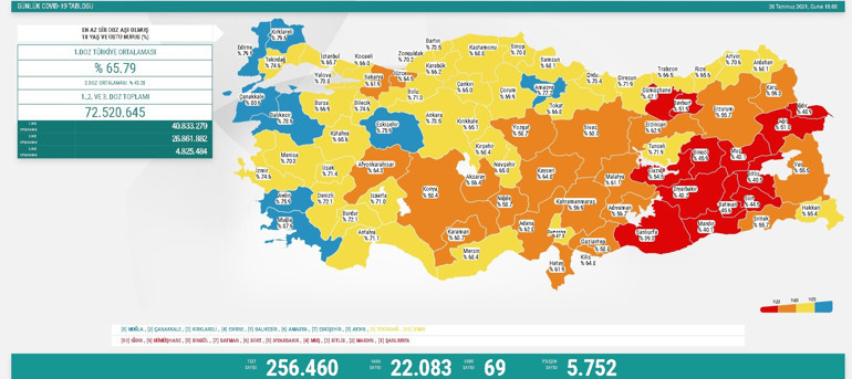 Son dakika haberi: 31 Temmuz corona virüs tablosu ve vaka sayısı Sağlık Bakanlığı tarafından açıklandı İşte aşılamada son durum