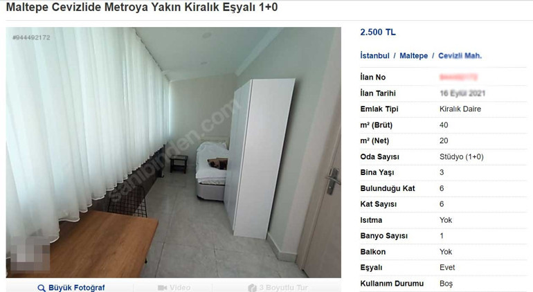Sosyal medyada gündem oldu... 1+0 daire 2.500 TL