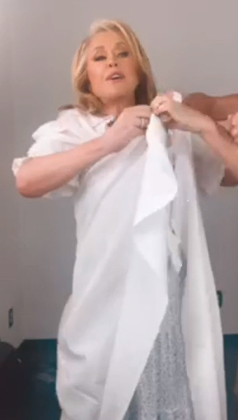 Kathy Hilton işte bu yüzden soyunup masa örtüsüne sarınmış