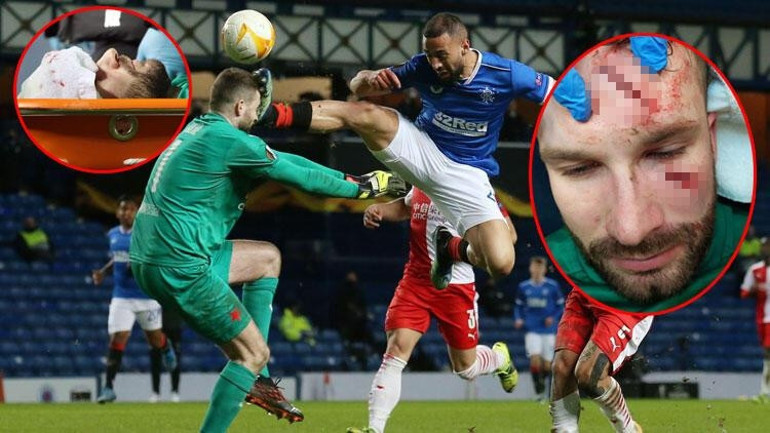 Sparta Prag taraftarından Rangerslı Roofea olay karşılama Glasgow kasabı geldi...