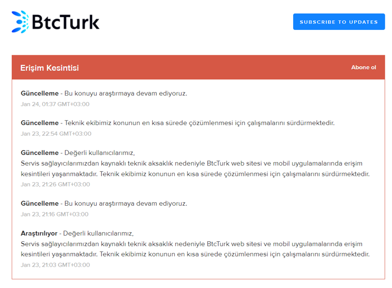 Saatler sürdü BtcTurkte erişim sıkıntısı sona erdi
