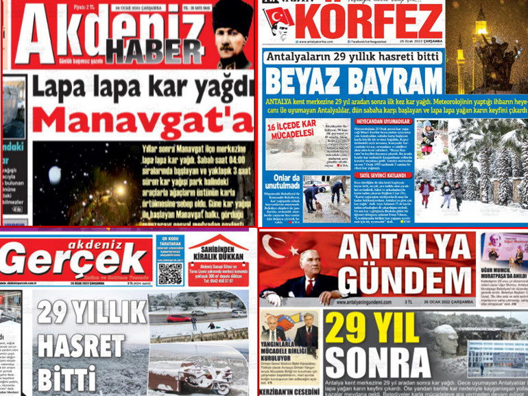 Antalyaya 29 yıl sonra yol kapatan kar 1956dan 1993e şehrin kar arşivi...