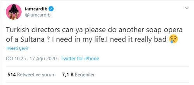 Hande Doğandemir: Cardi B bana taktı