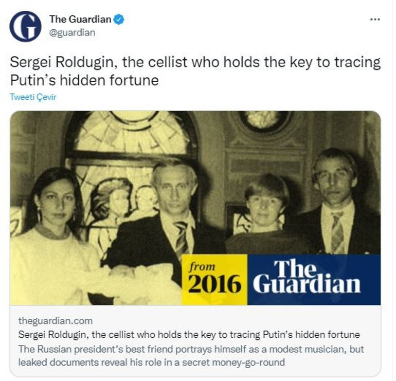 Putinin kızının vaftiz babası Sergei Roldugin AB yaptırım listesinde