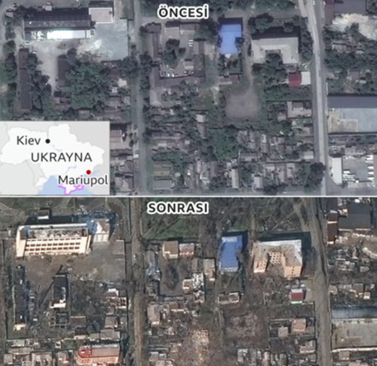 Mariupol’ün öncesi ve sonrası: Fotoğraflar kentteki yıkımın boyutunu gösteriyor