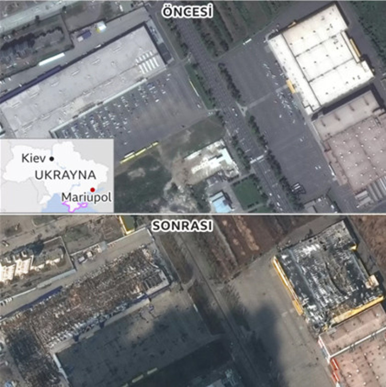 Mariupol’ün öncesi ve sonrası: Fotoğraflar kentteki yıkımın boyutunu gösteriyor
