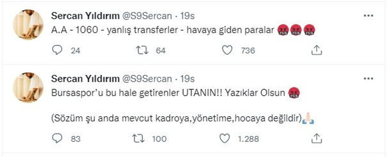 Bursasporun TFF 2. Lige düşmesine Sercan Yıldırım ve Ozan İpekten isyan Yaptıklarımızı yok ettiniz