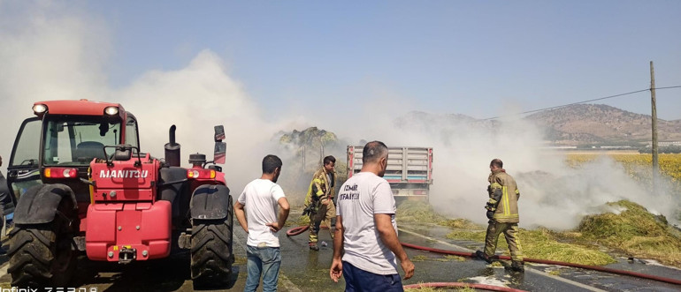 İzmirin Bergama ilçesinde makilik alanda başlayıp fabrikaya da sıçrayan yangın kontrol altında