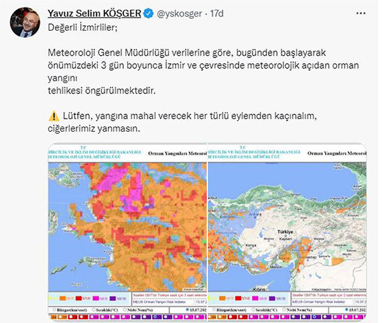 İzmir için orman yangını uyarısı: Önümüzdeki 3 gün tehlikeli