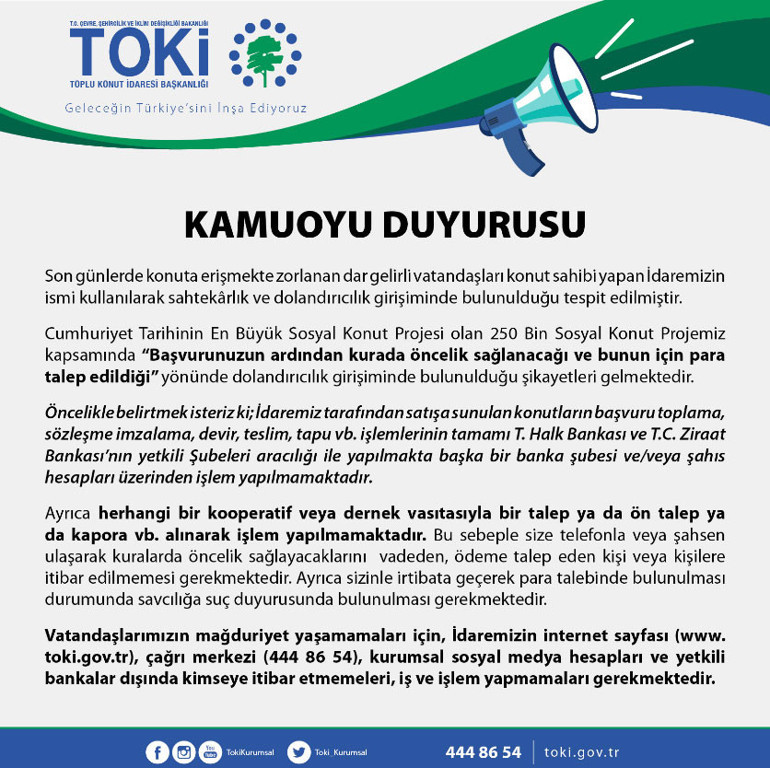 Son dakika: Milyonlarca vatandaşı ilgilendiriyor... TOKİden konut dolandırıcılarına karşı uyarı