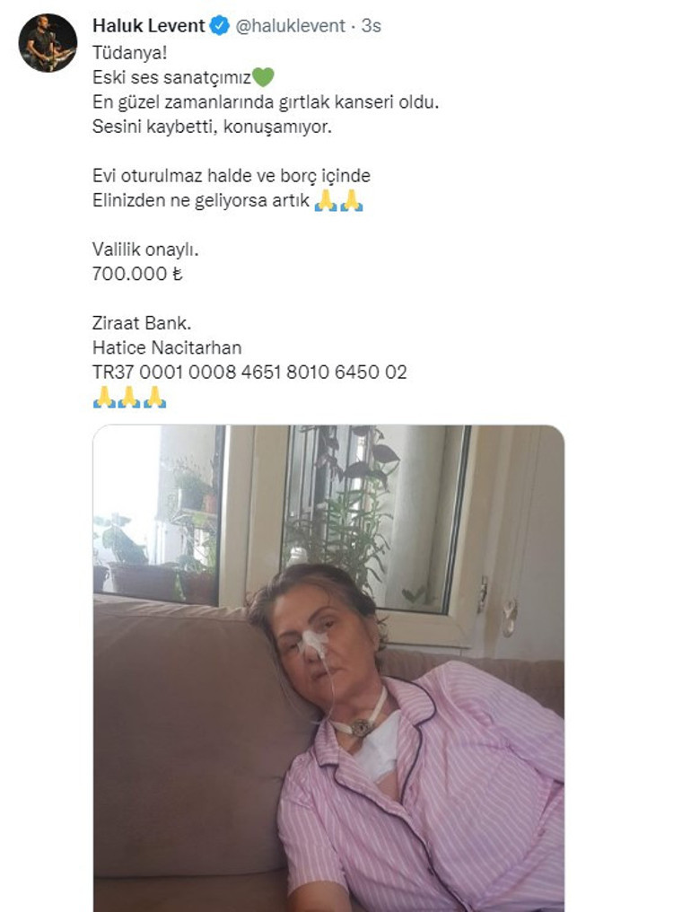 Haluk Leventten Tüdanya için yardım çağrısı:  Evi oturulmaz halde ve borç içinde