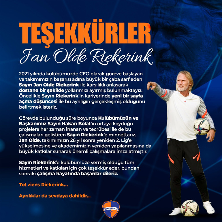 İskenderunspor, Jan Olde Riekerink ile yollarını ayırdı: Ayrılıklar da sevdaya dahil...