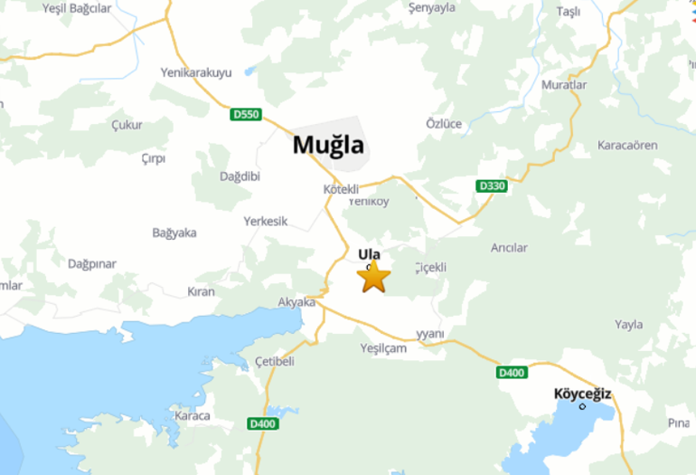 Son dakika... Muğla Ulada 4 büyüklüğünde deprem
