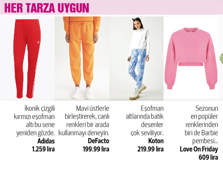 Evde, sokakta, her yerde rengârenk eşofmanlar